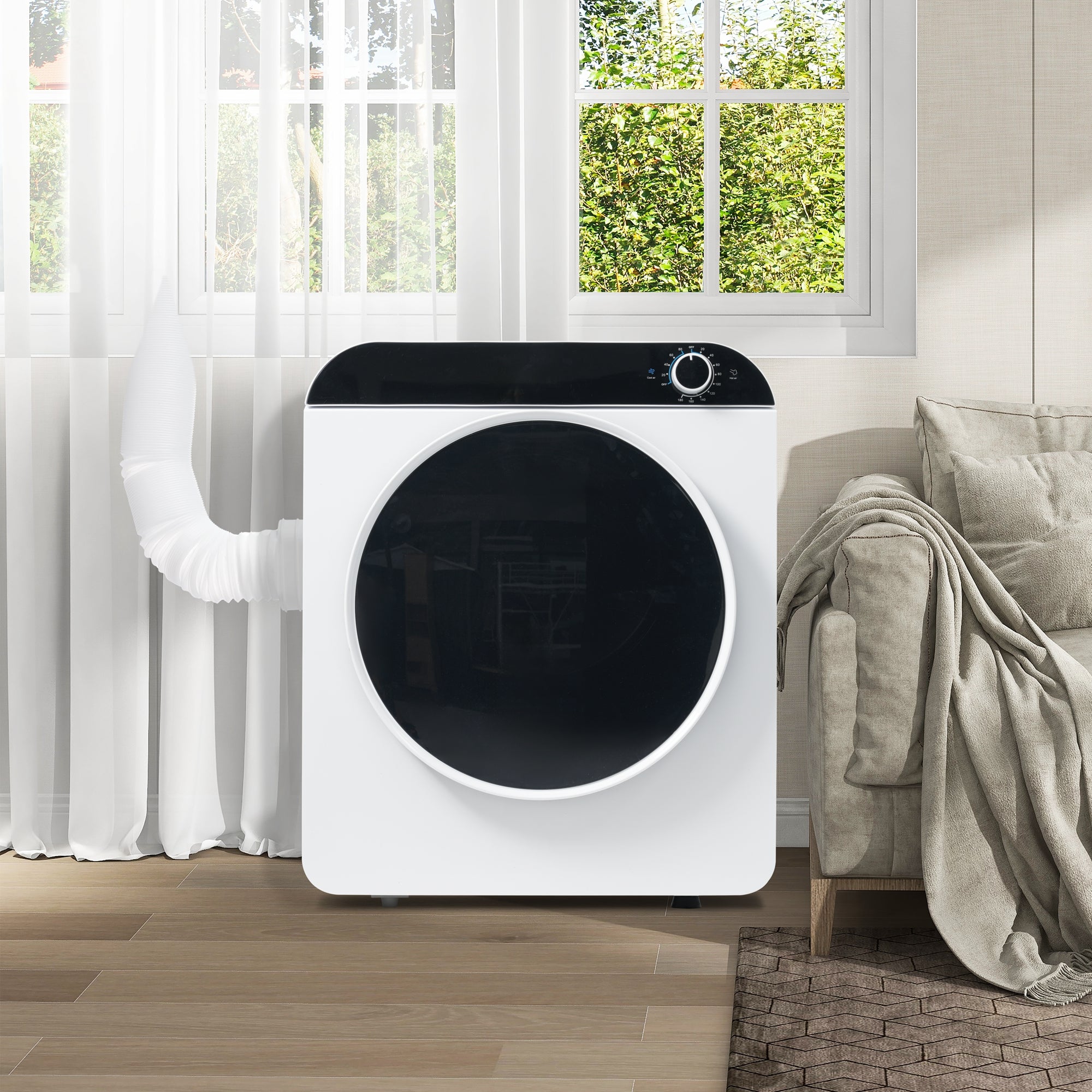Suszarka bębnowa ścienna z wywiewem, 3 kg / 830 W, z 4 programami - Klasa energetyczna G - 49 x 43,5 x 59 cm - Kolor biały - 4