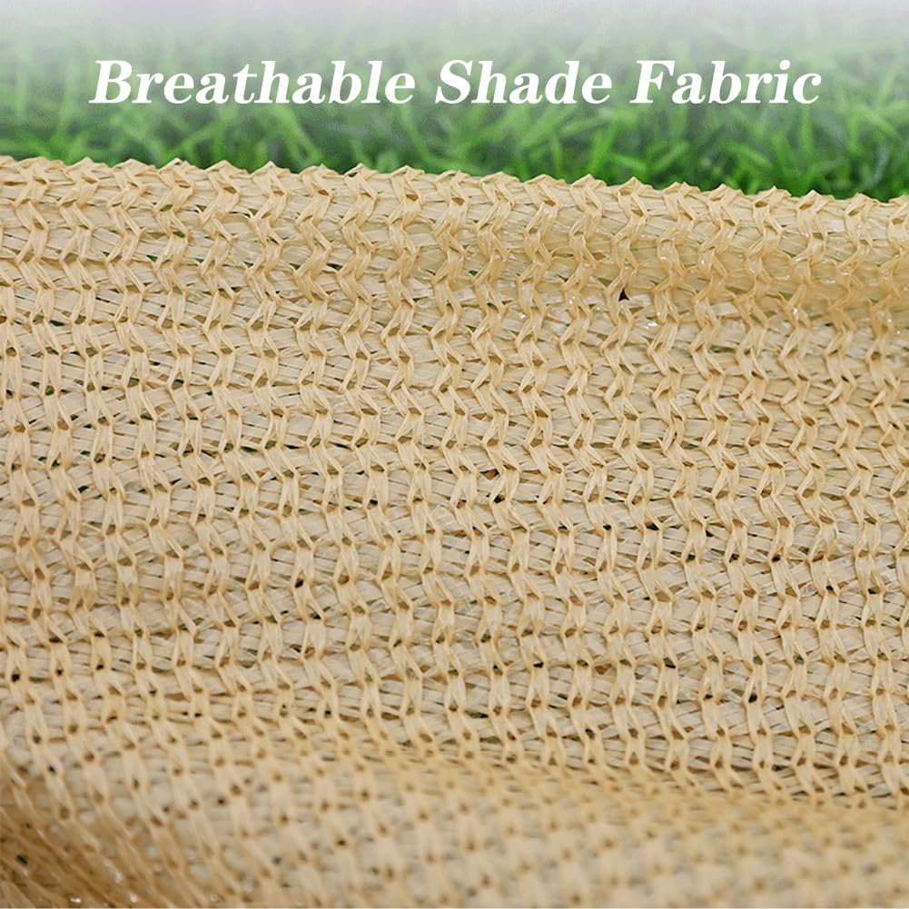 Filet D'Ombrage, Filet Protection Solaire 95% UV Tissu D'Ombrage, Toile d'ombrage de Serres Coupe-Ventpour La Couverture VéGé Jardin, Sable 4x8m - 6