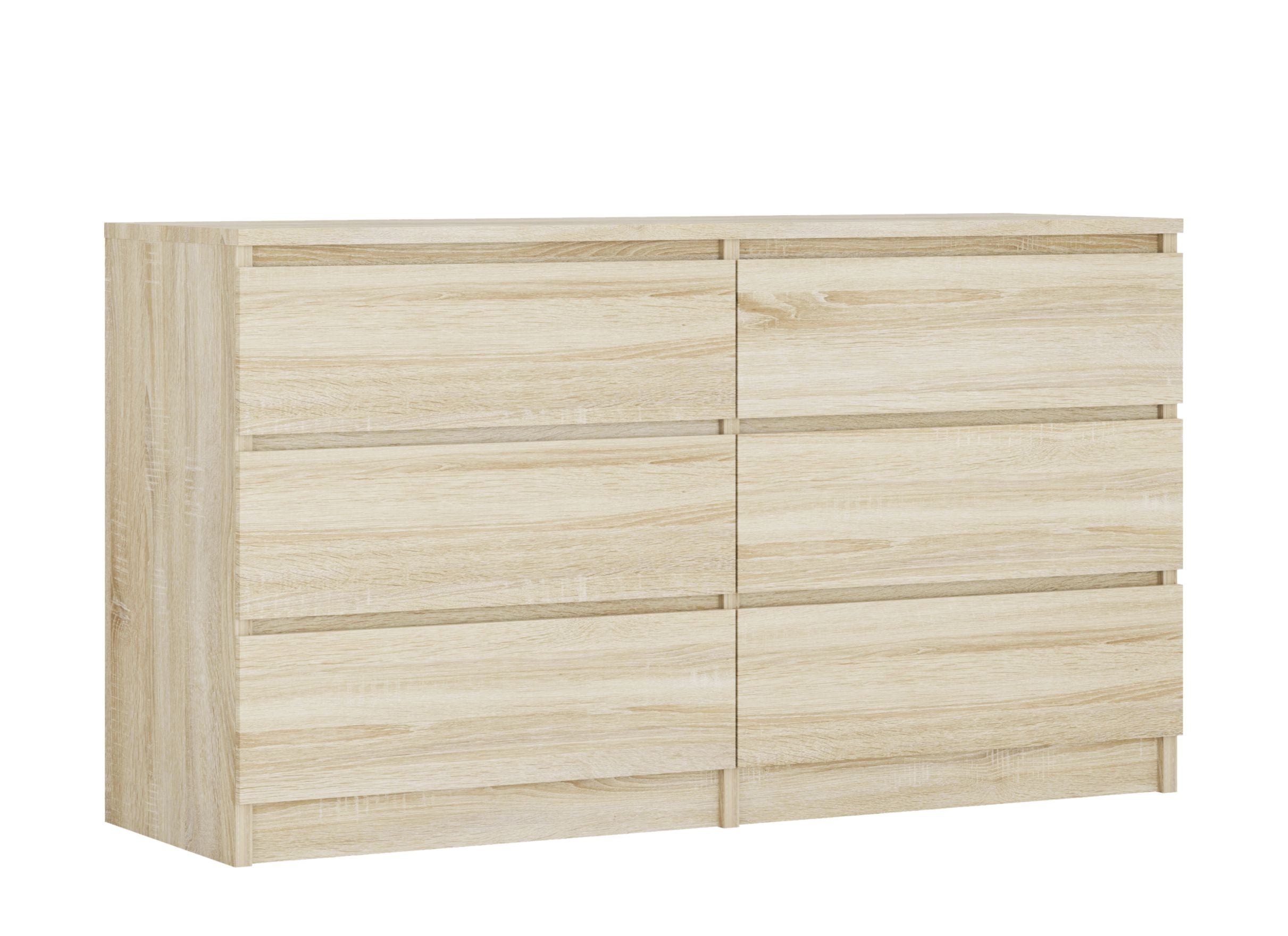 Komoda : 6 szuflad, Dąb Sonoma, 138 x 78 x 39 cm