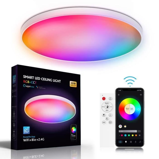 YUISLE Plafonnier LED Dimmable Télécommande Captain America – Chambre Enfant Garçon, 3 Têtes, Lumière Réglable 3000-6500K, Style Marvel