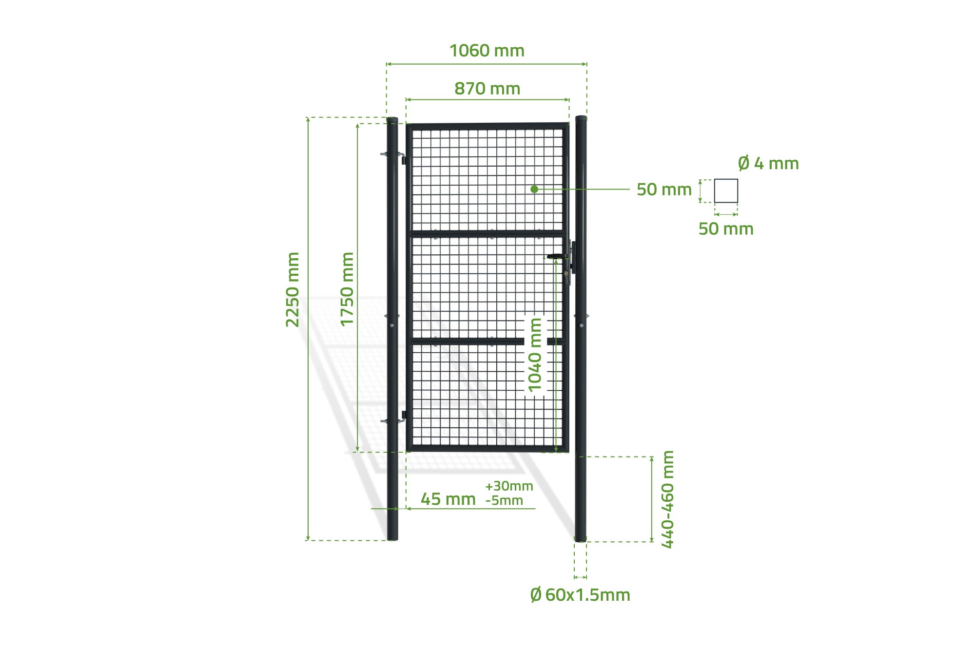 Portillon grillagé 1m OLGA H.180cm Gris - 5