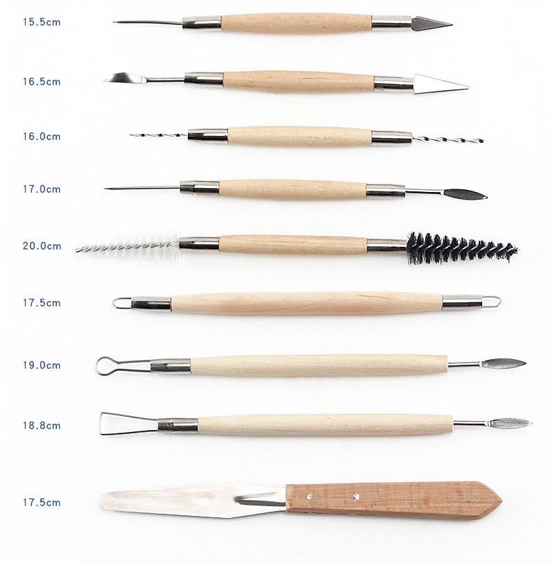 Ensemble de 30 outils de poterie, outils en céramique, adaptés à la sculpture artisanale. - 6