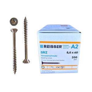 10 Vis à Bois Inox A2 Acton - Tête Fraisée, 5x60mm, Pour Bois Tendre, Neuves