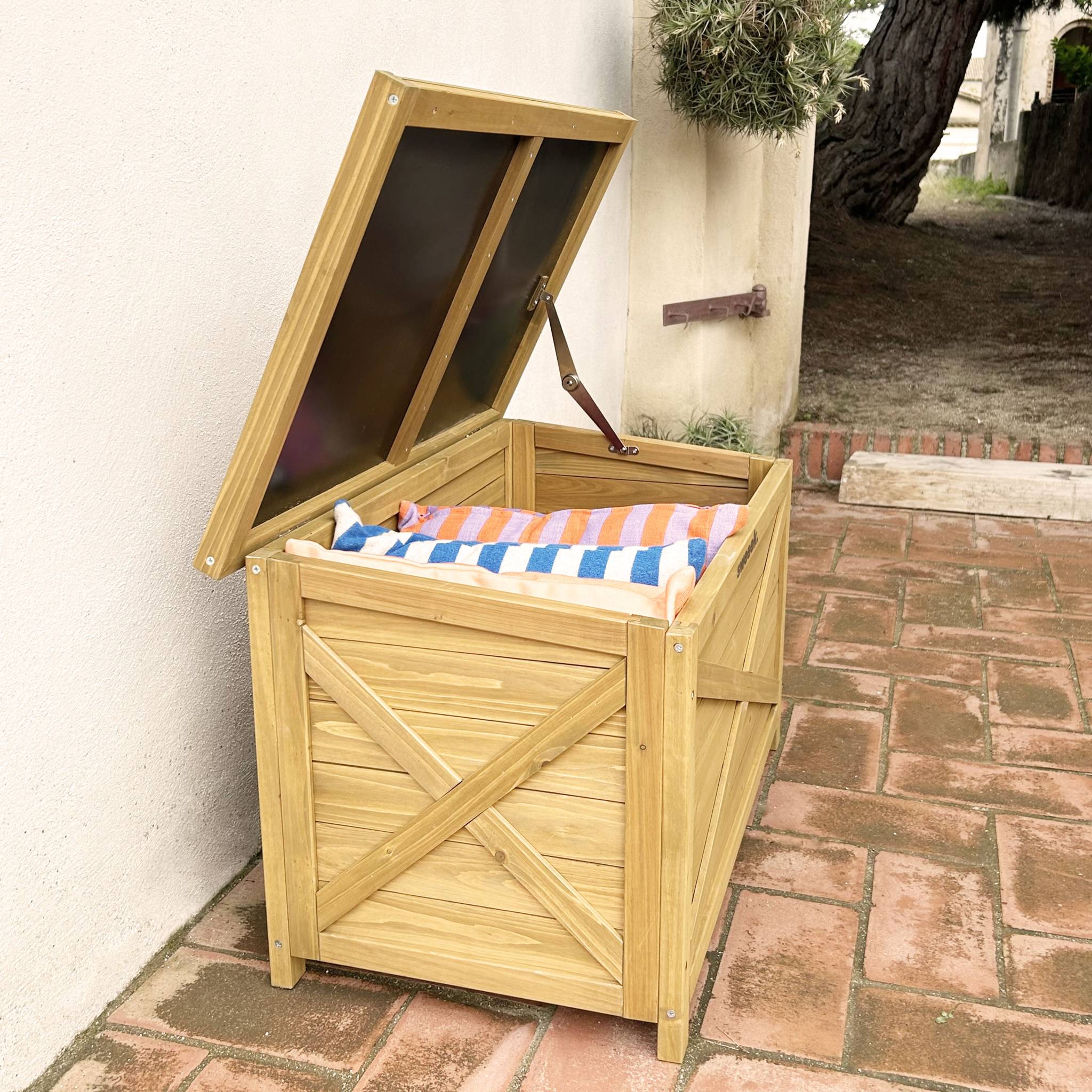 Coffre de rangement en bois 80 cm. naturel. L80 x P48 x H50cm. capacité 100L ALYSSE - 5