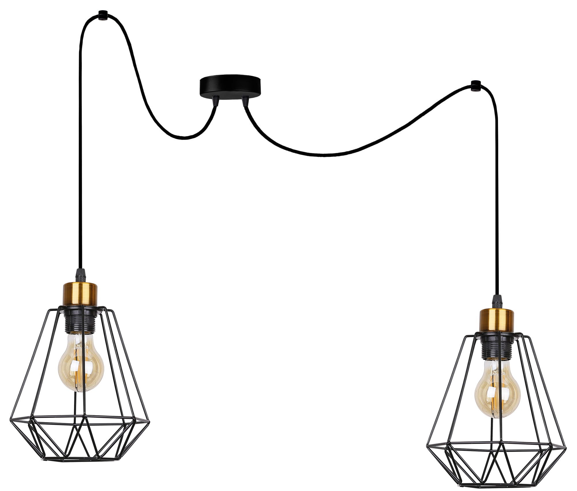 Lampa wisząca PRIMO czarno-złota 2 x E27 x 60W wym: 200 x 19 x 19 cm Candellux