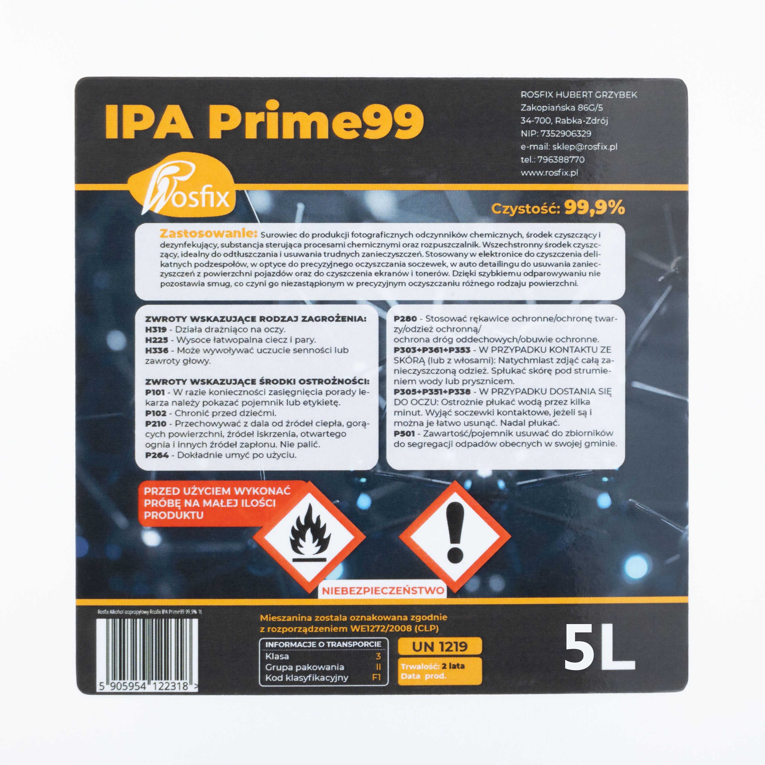 Alcool Isopropylique IPA Prime99 99,9% 5L – Haute Pureté | Nettoyage Précis | Électronique, Optique, Industrie - 4