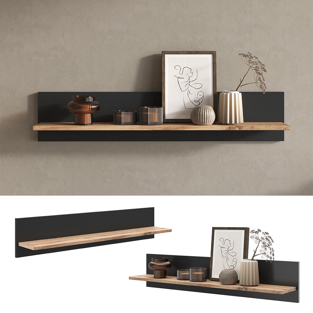 Vicco Étagère Amber, Chêne Wotan, 100x20cm support mural - 2