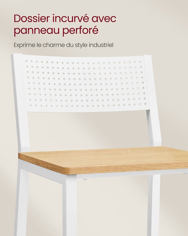 Tabourets de Bar, Lot de 2, Sièges Cuisine, Salle à Manger, Bureau, Style Industriel, Beige Chêne et Blanc - 4