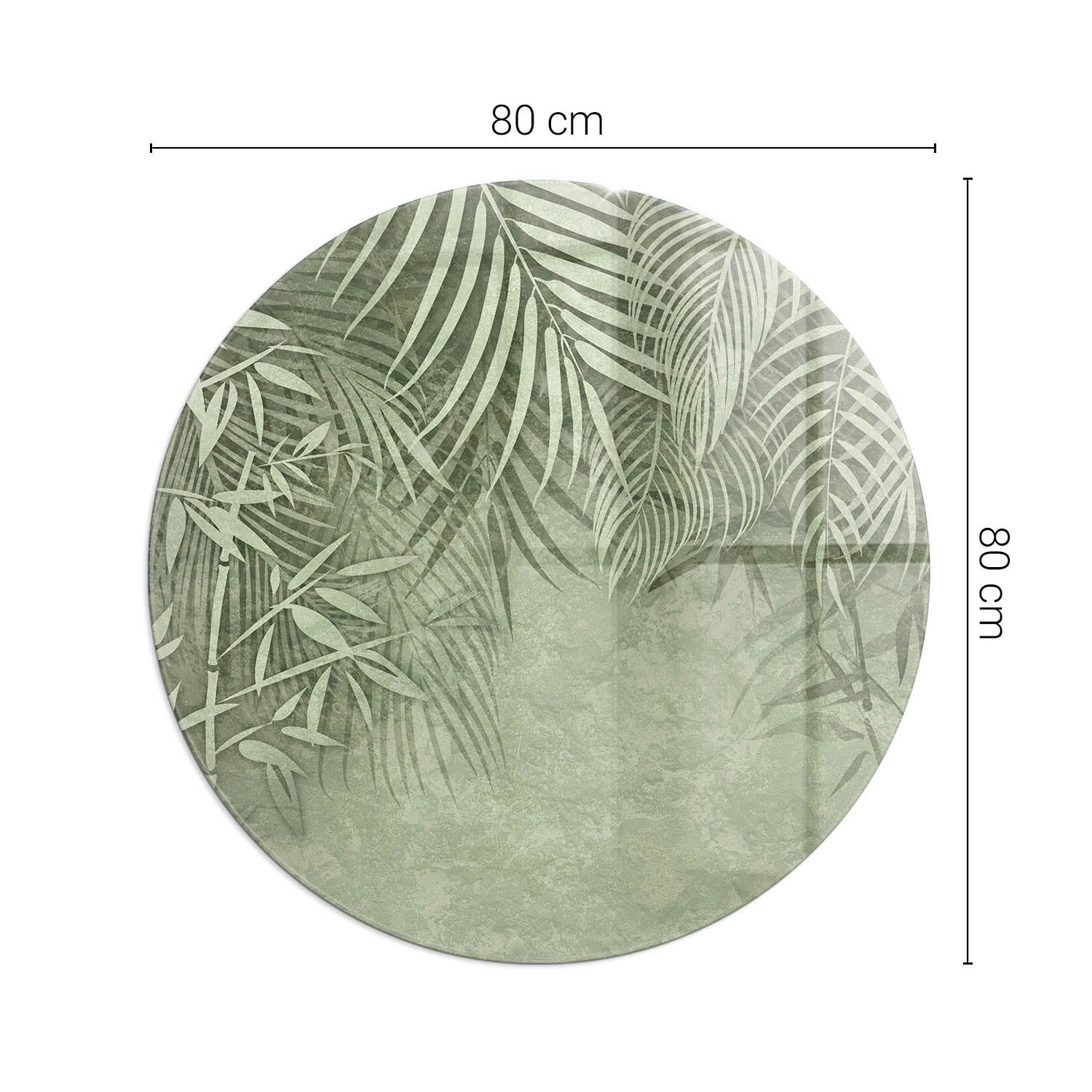 Szklana podkładka pod kominek ze szkła hartowanego - fi 80 cm - Liście tropikalne w tle - TULUP - 2