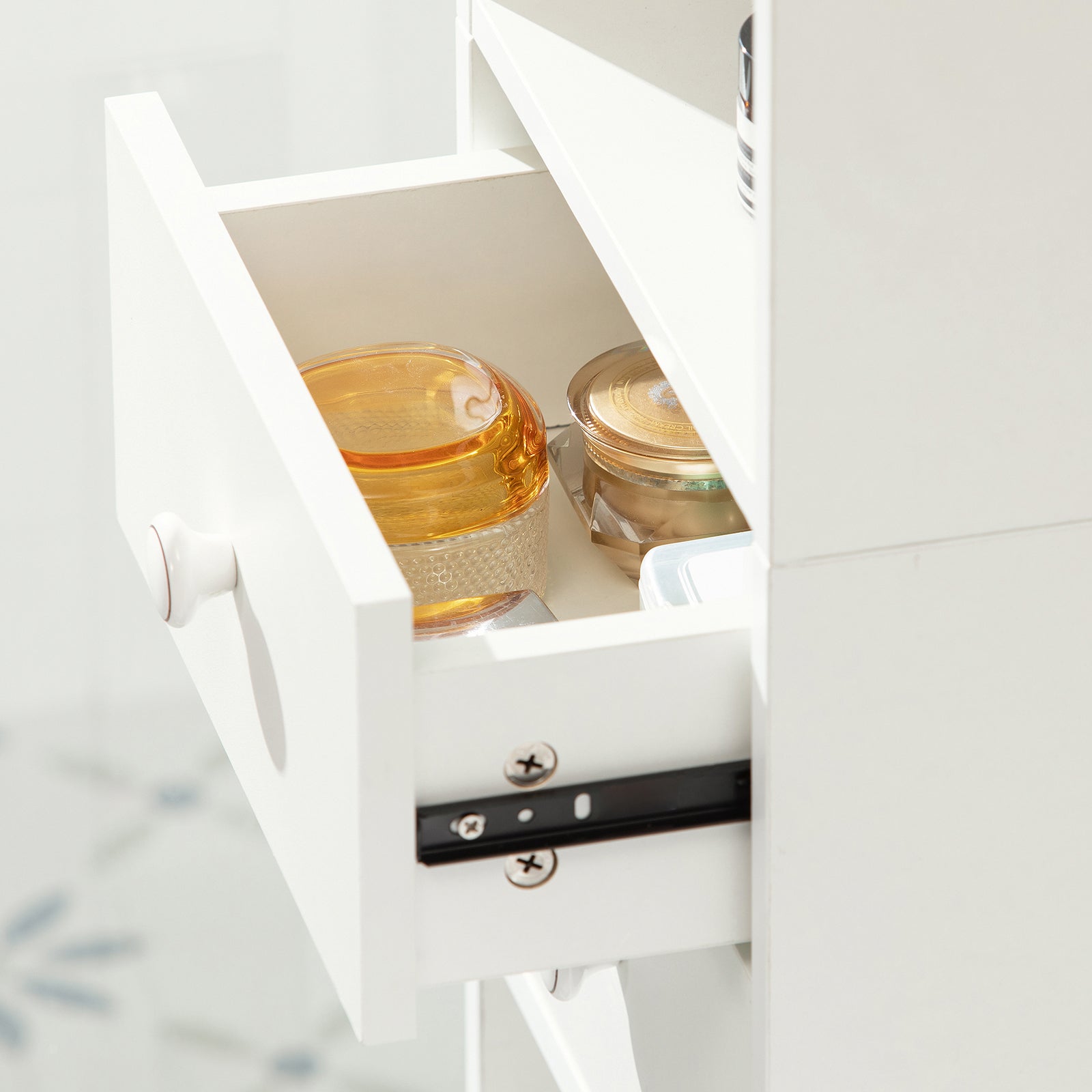 Mueble Columna de Baño Armario de Almacenamiento Armario Independiente con 2 Puertas y 2 Cajones Blanco 33x24x188cm STR10-W SoBuy ES - 5