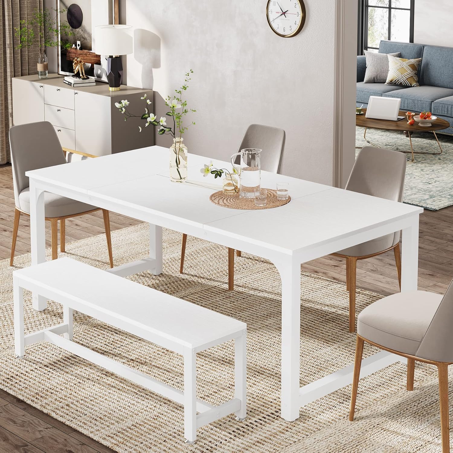 Tribesigns Table De Salle à Manger Ronde Pour 4 Personnes,100