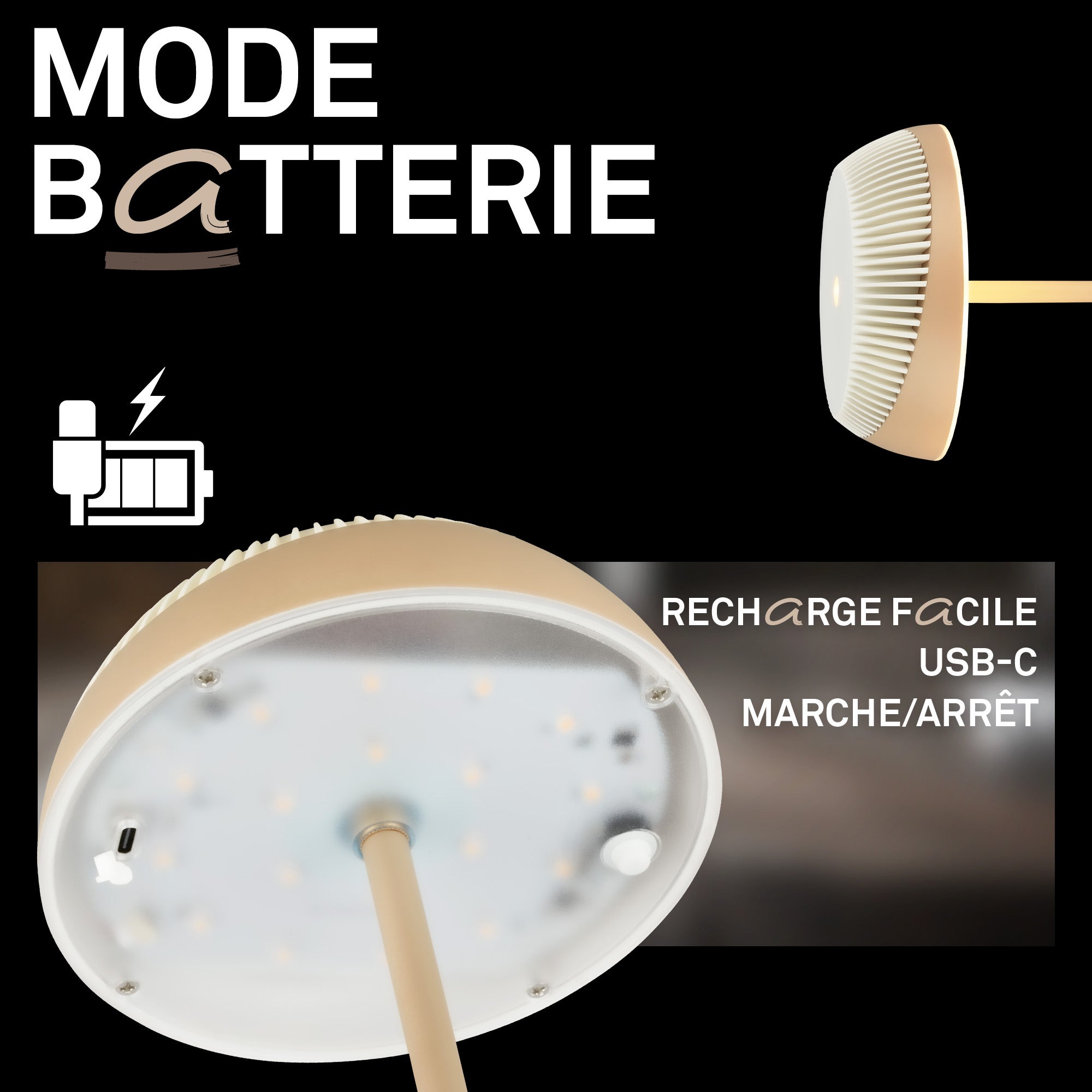 Lampe de table LED - German Design Award - Sans fil - Tactile - Ø14x32cm - Blanc chaud - 2W, 200lm - Briloner - 7