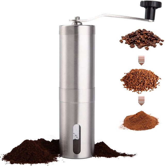 Ręczny młynek do kawy ze stali nierdzewnej - Ceramiczny ręczny młynek do kawy do Aeropressu, kawy przelewowej, espresso, French pressu i zaparzacza