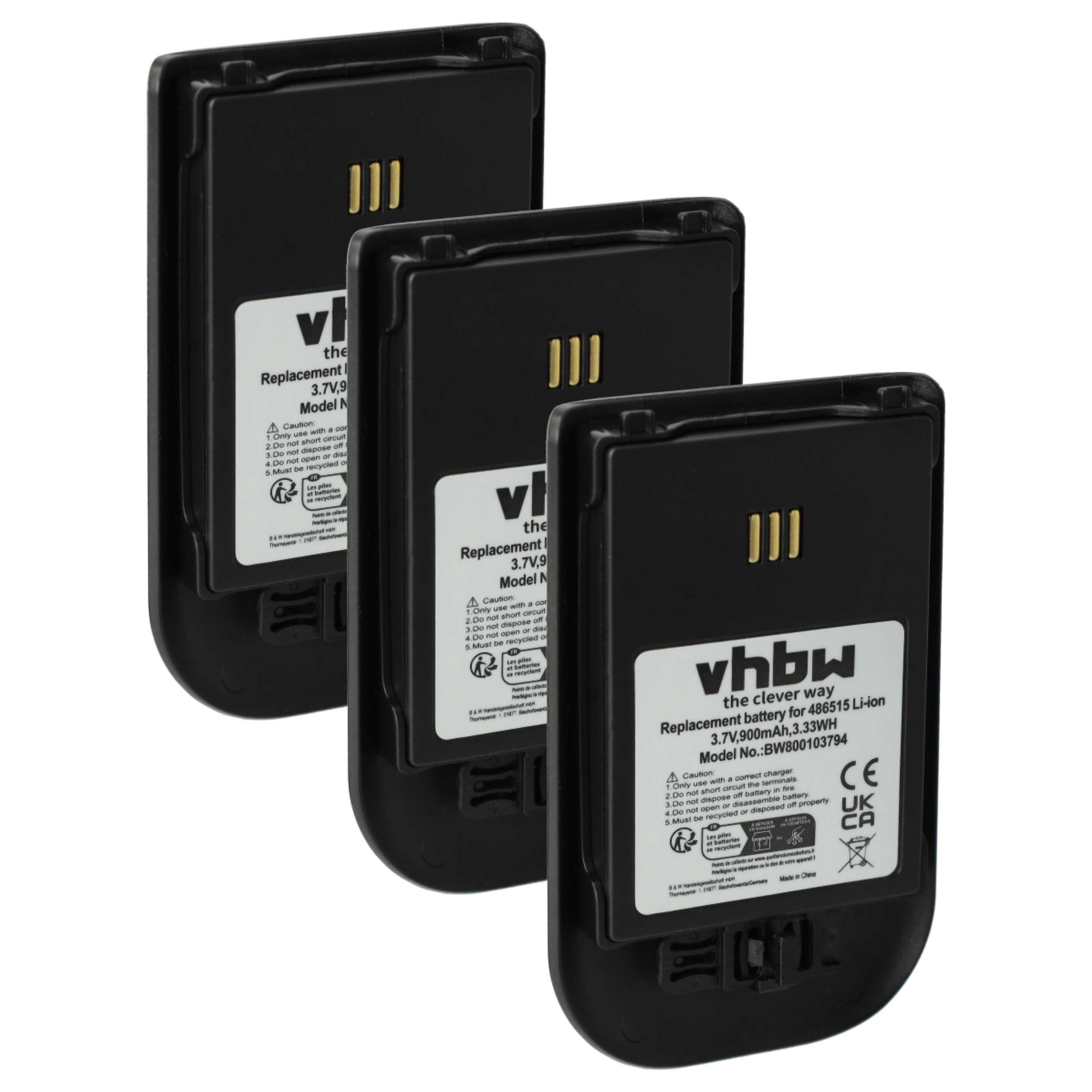 3x vhbw Li-Ion Battery Set 900mAh (3.7V) compatible with Camcorder