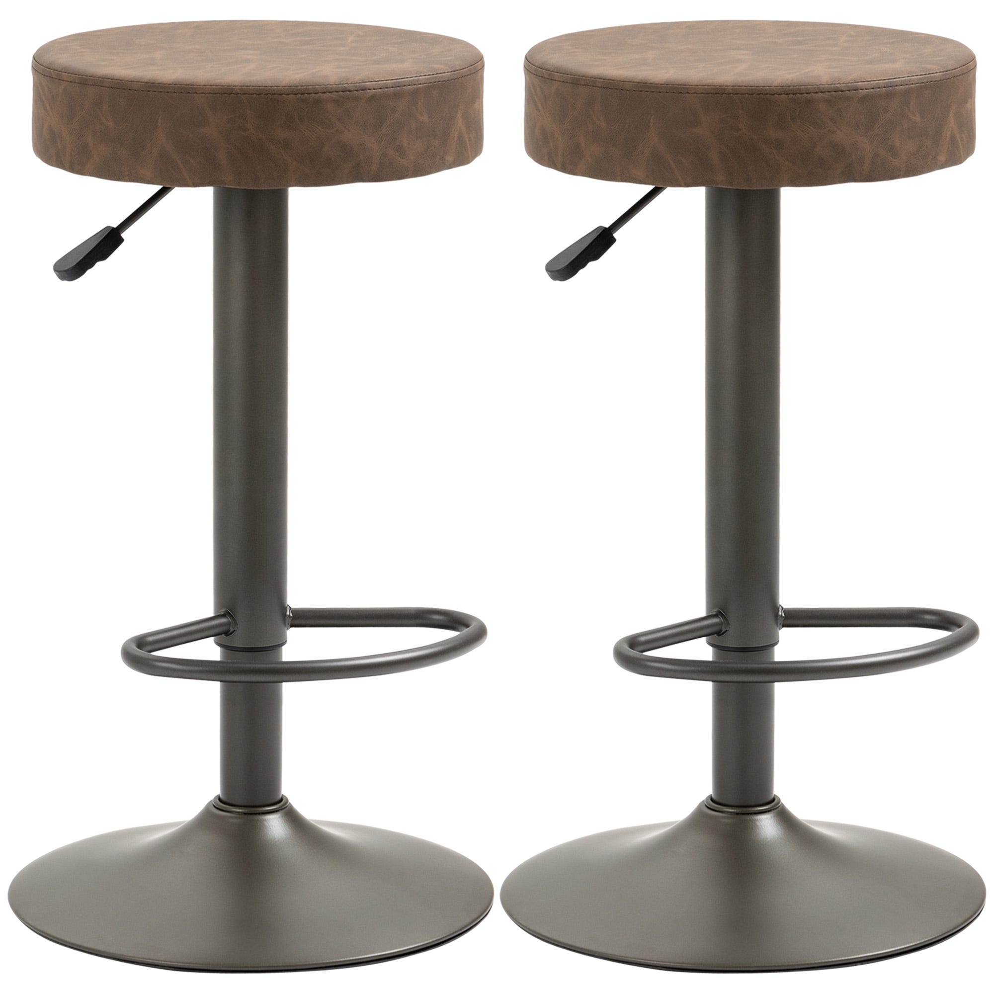 ALPHA HOME Lot de 2 tabourets de bar avec dossier en cuir synthétique - Avec repose-pieds - Cadre en acier métallique solide - Marron ALPHA HOME Lot de 2 tabourets de bar avec dossier en cuir synthétique - Avec repose-pieds - Cadre en acier métallique solide - Marron