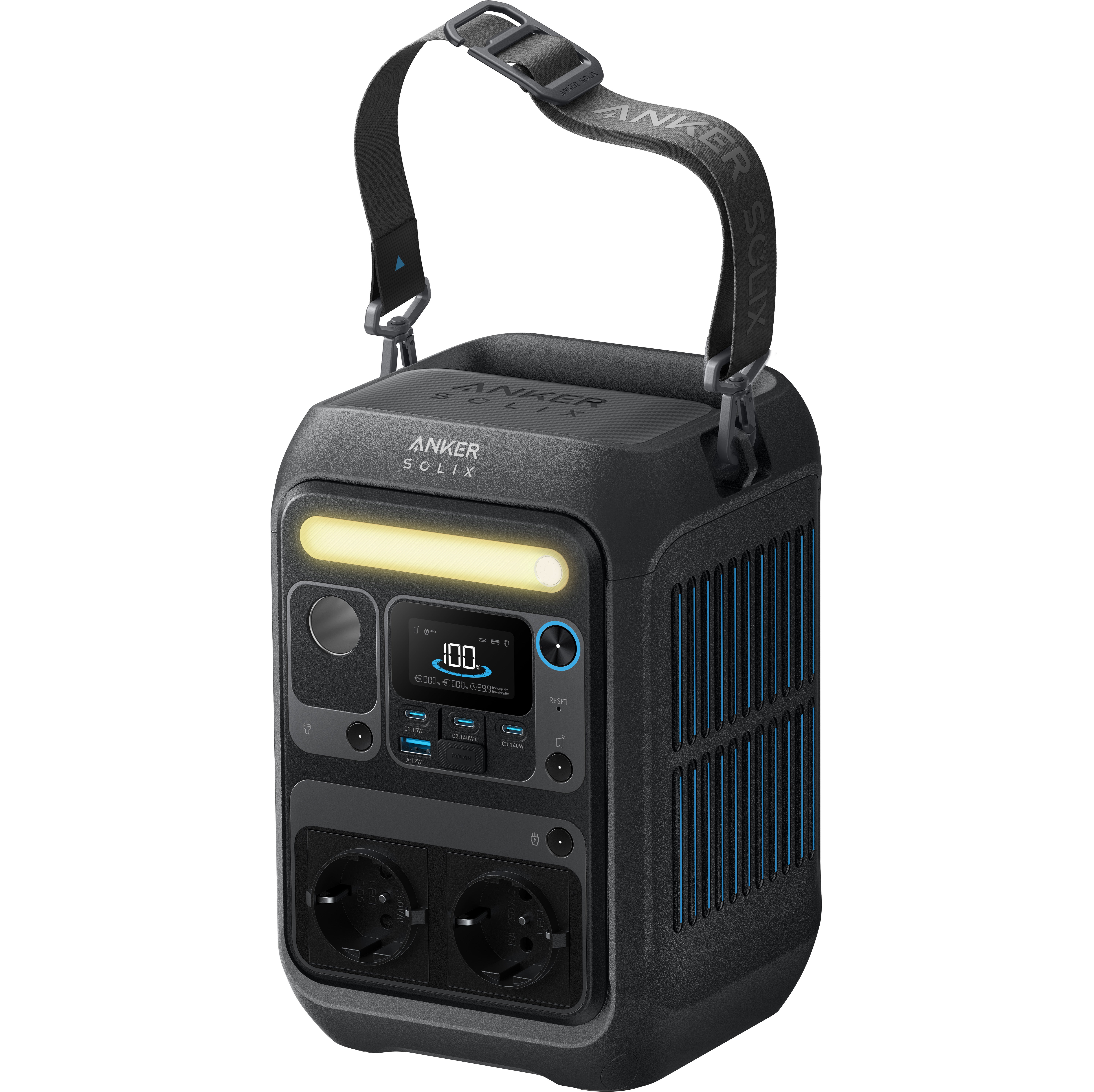 Anker SOLIX C300X AC Estação Portátil com Alça - 288Wh, Gerador Solar 2x300W - 2