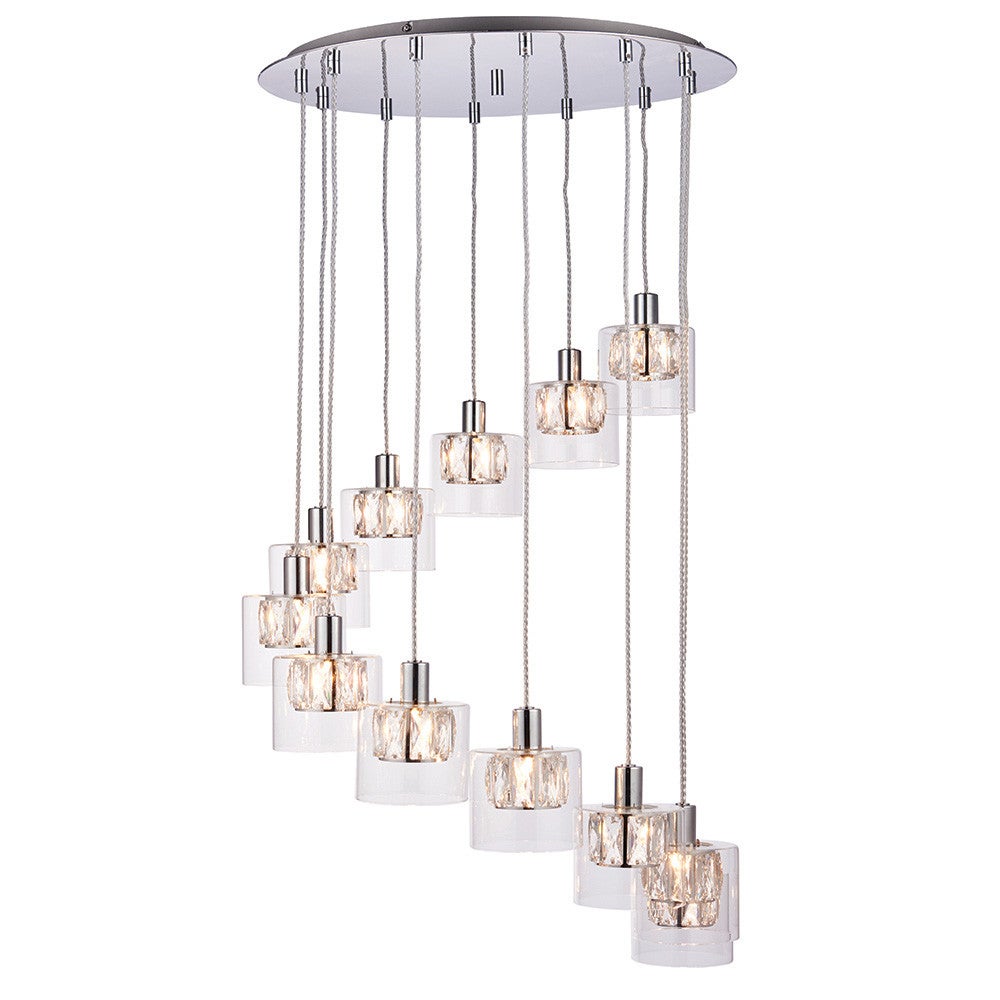 Lampa sufitowa kryształowe klosze VERINA chromowana 12xG9x8W metal wym:300x57x57cm IP20 Endon