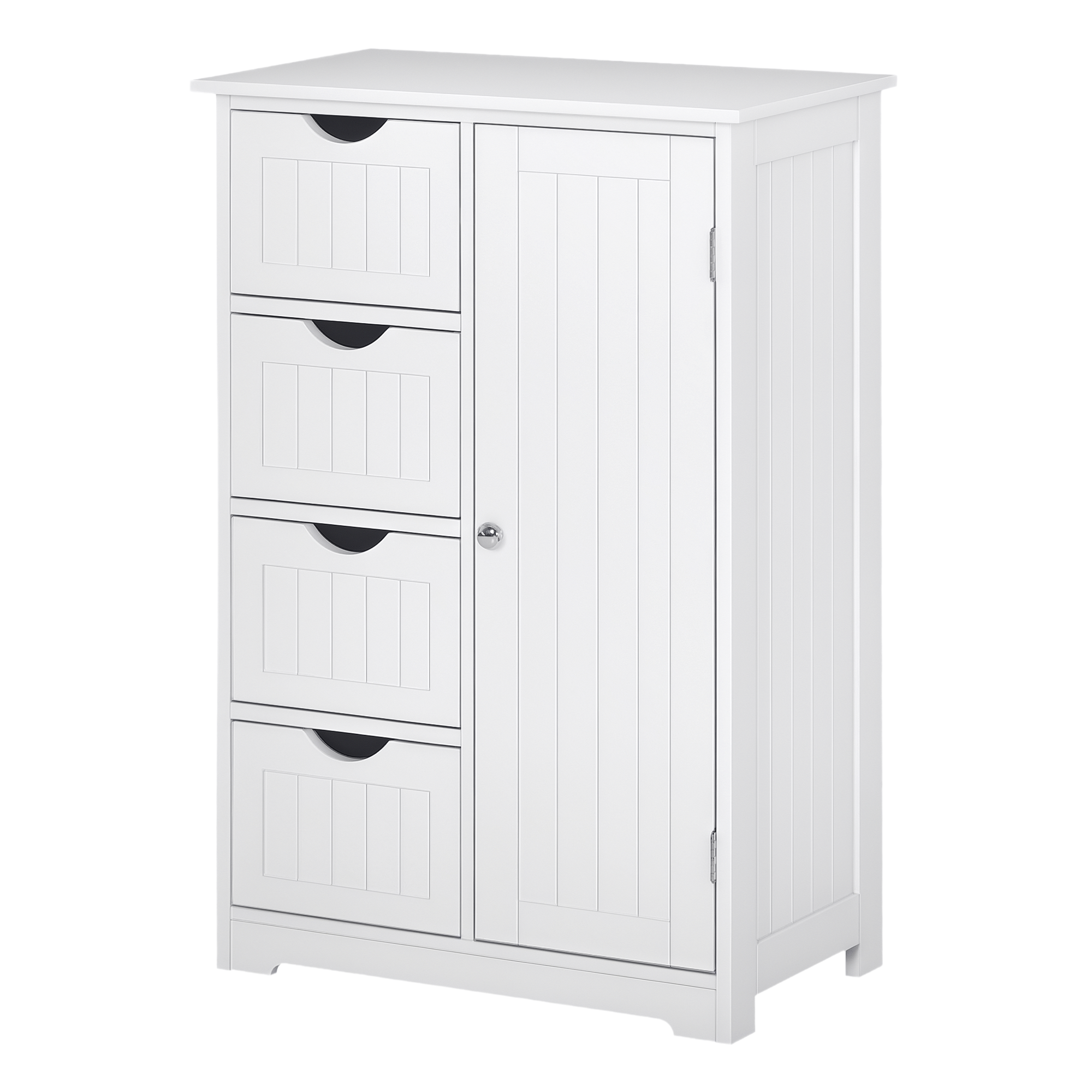 Leroy Merlin Auxiliary Bathroom Cabinet Furniture For Bathroom With Door, 4 Drawers And Adjustable Shelf For Kitchen Living Room, 56X30x83 Cm, White Blanco/Blanca 
