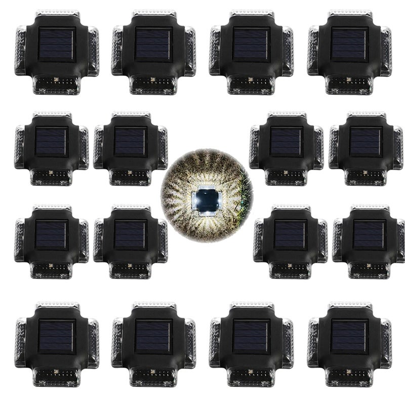 Czterostronna solarna lampa ścienna, 16 sztuk, solarna lampa ścienna, polikrystaliczne białe światło z 4 diodami LED