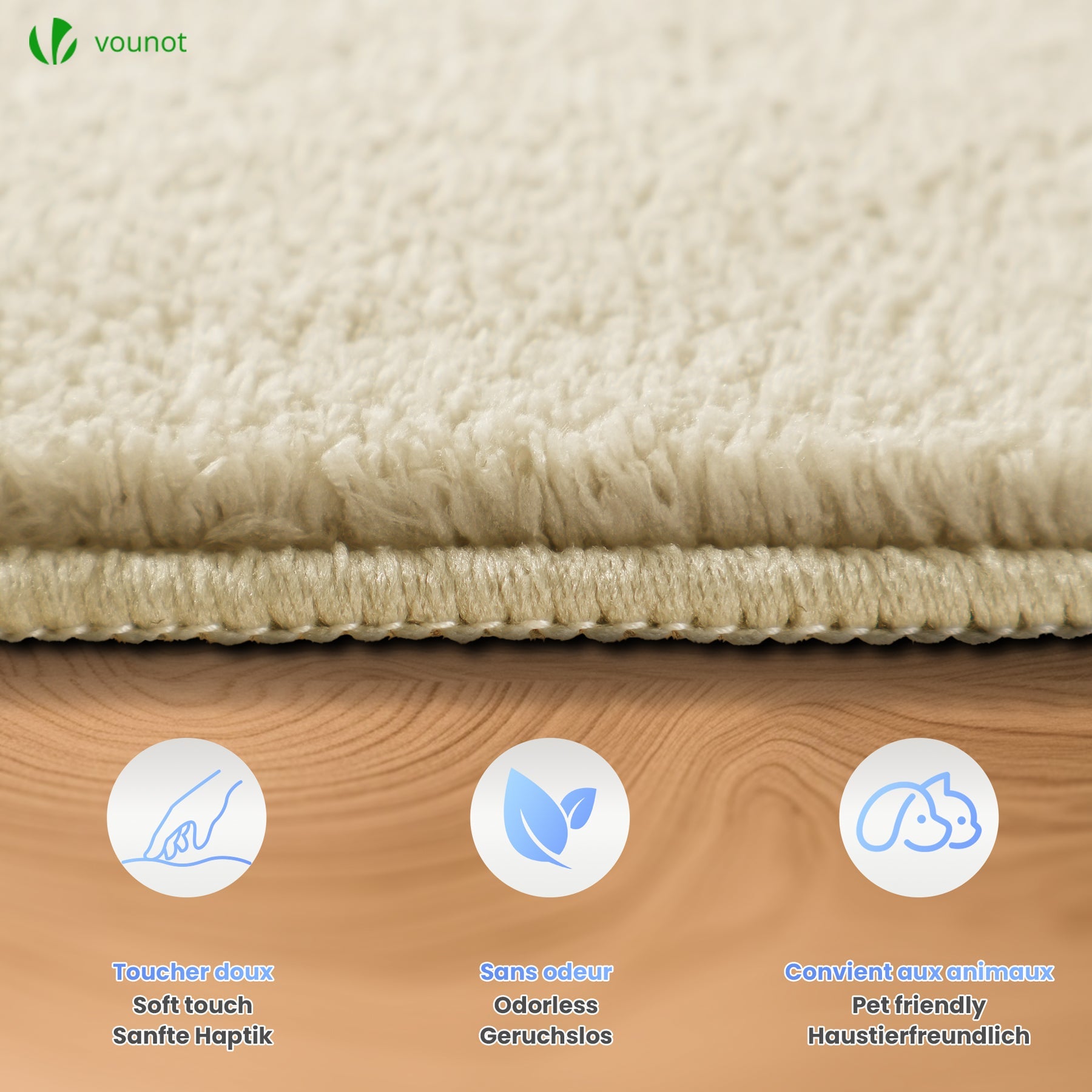 VOUNOT® Alfombra Moderna para Salón 200x300 cm, Beige - 2