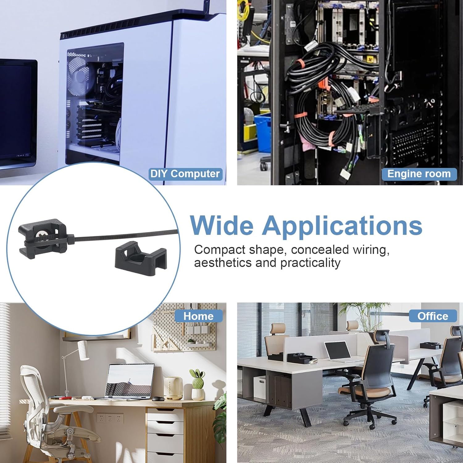 Lot de 200 Serre-Câbles Nylon 150 mm + Supports - Fixation Organisée des Câbles à Maison, Bureau et Extérieur - 5