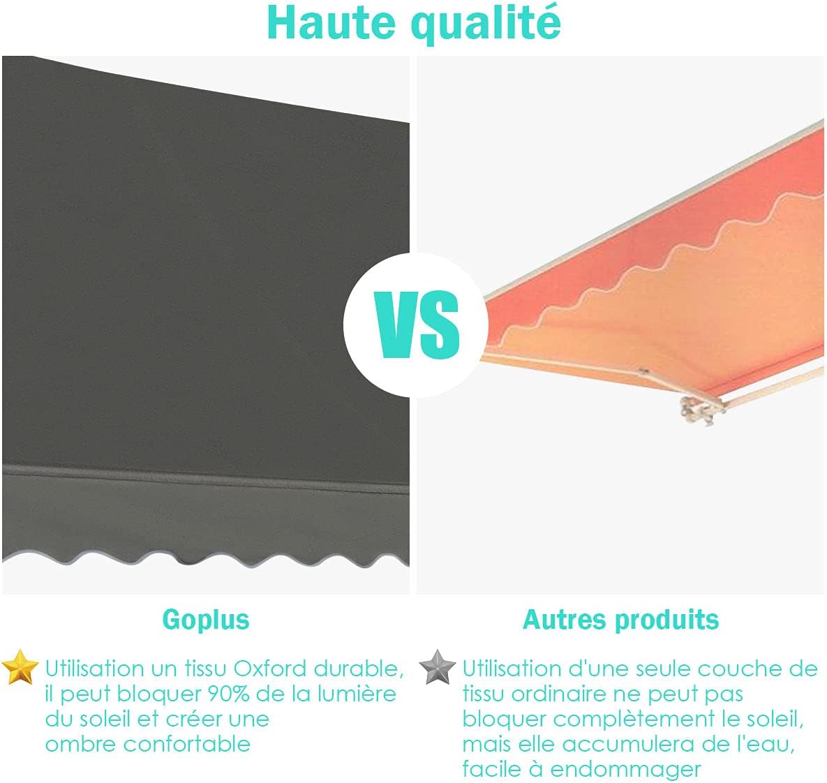 Store Banne Manuel Rétractable 3x1,75M en Aluminium-sans Perçage-Hauteur Réglable 2-3M-Auvent Banne de Balcon sur Pied,Gris - 7