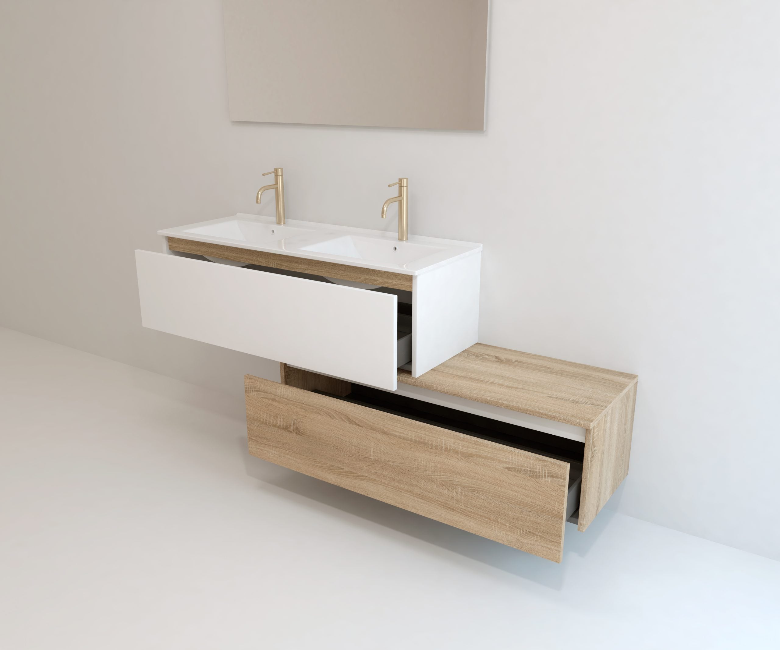 Meuble de salle de bain Mapau avec Double Vasque et Miroir LED DIJON Bardolino 120cm - 5