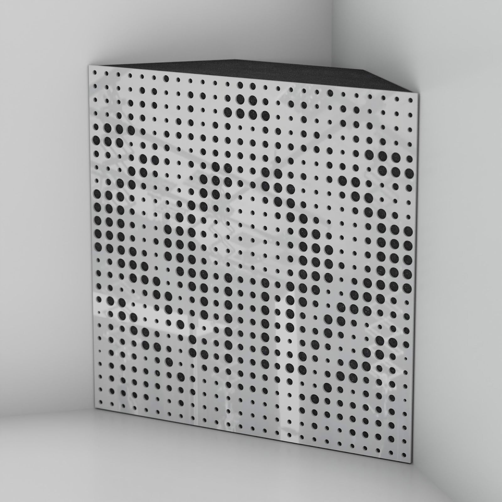 Lot de 2 Pièges à basses UNIVERSE acoustiques insonorisants 50x50x15 cm -Plastique perforé et mousse acoustique -Blanc brilliant - 3