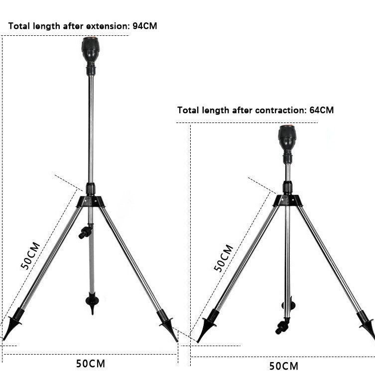2 ensembles d'arroseurs à trépied rotatifs à 360°, arroseur pour jardin et pelouse, dispositif d'infiltration pour irrigation goutte à goutte - 9