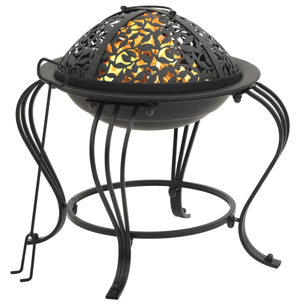Caminetto Da Esterno In Ghisa Relaxdays - Stufa Da Giardino Con Parascintille E Attizzatoio, Design Antico Bronzo/Nero 86x46x38 Cm