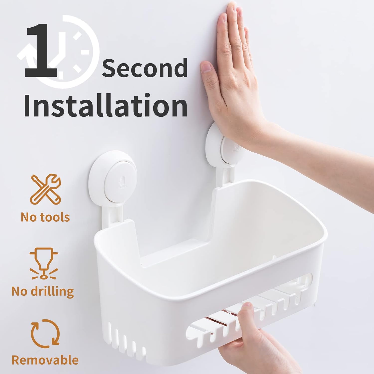 Etagère Douche Ventouse Serviteur Panier de Douche Amovible sans Perçage pour Salle de Bain Panier Rangement Cusine - Blanc | Leroy Merlin