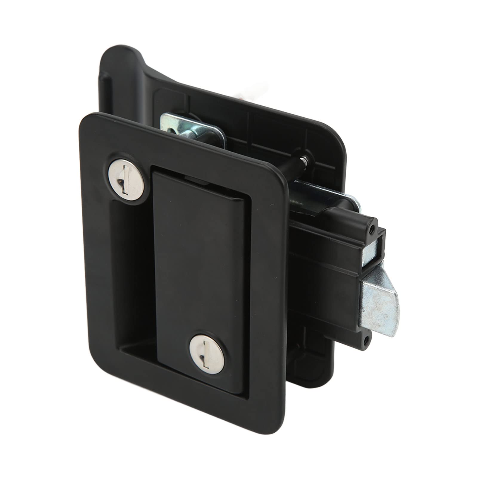 Serratura di sicurezza per porta d'ingresso per camper, serratura a scatto incorporata in lega di alluminio per roulotte (nero) - 2