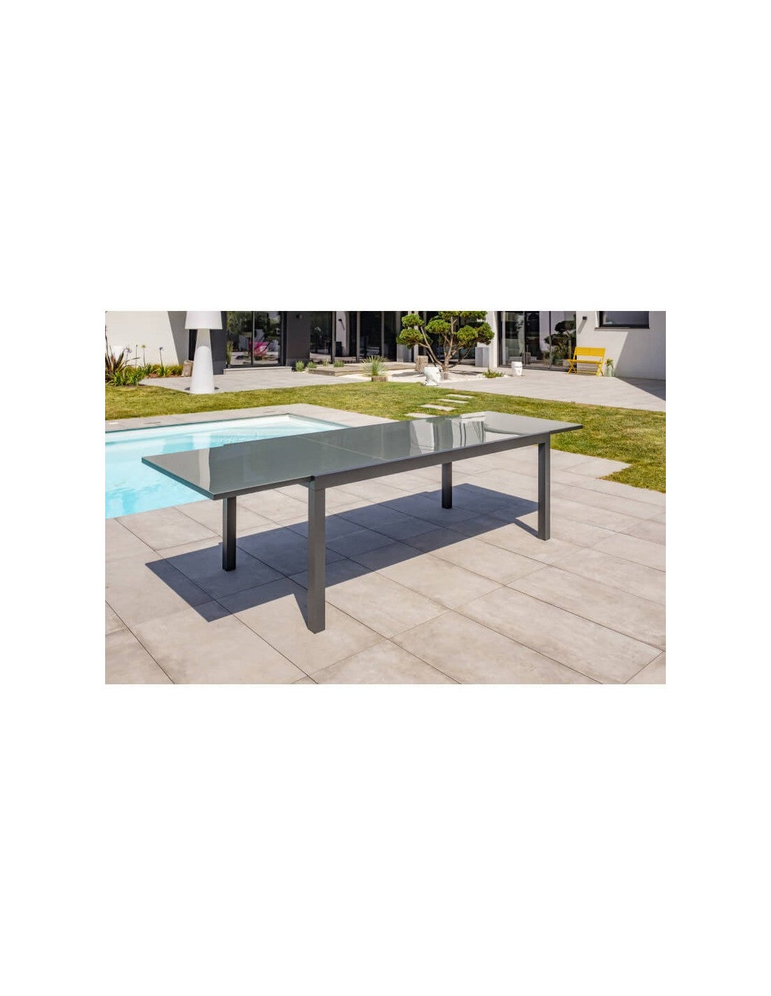 Tavolo da giardino 12 posti in alluminio antracite e piano in vetro TOLEDE - DCB GARDEN - 3