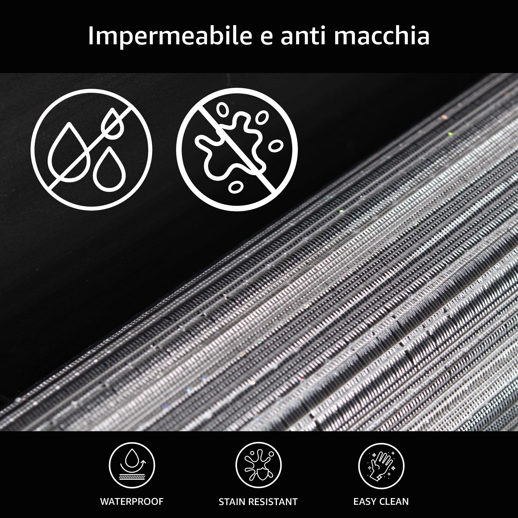 Comart - Tappeto Cucina Manhattan - Impermeabile - Antiscivolo - Antimacchia - PVC Intrecciato - Passatoia Effetto Metallico Brillante - per Corridoio - 3