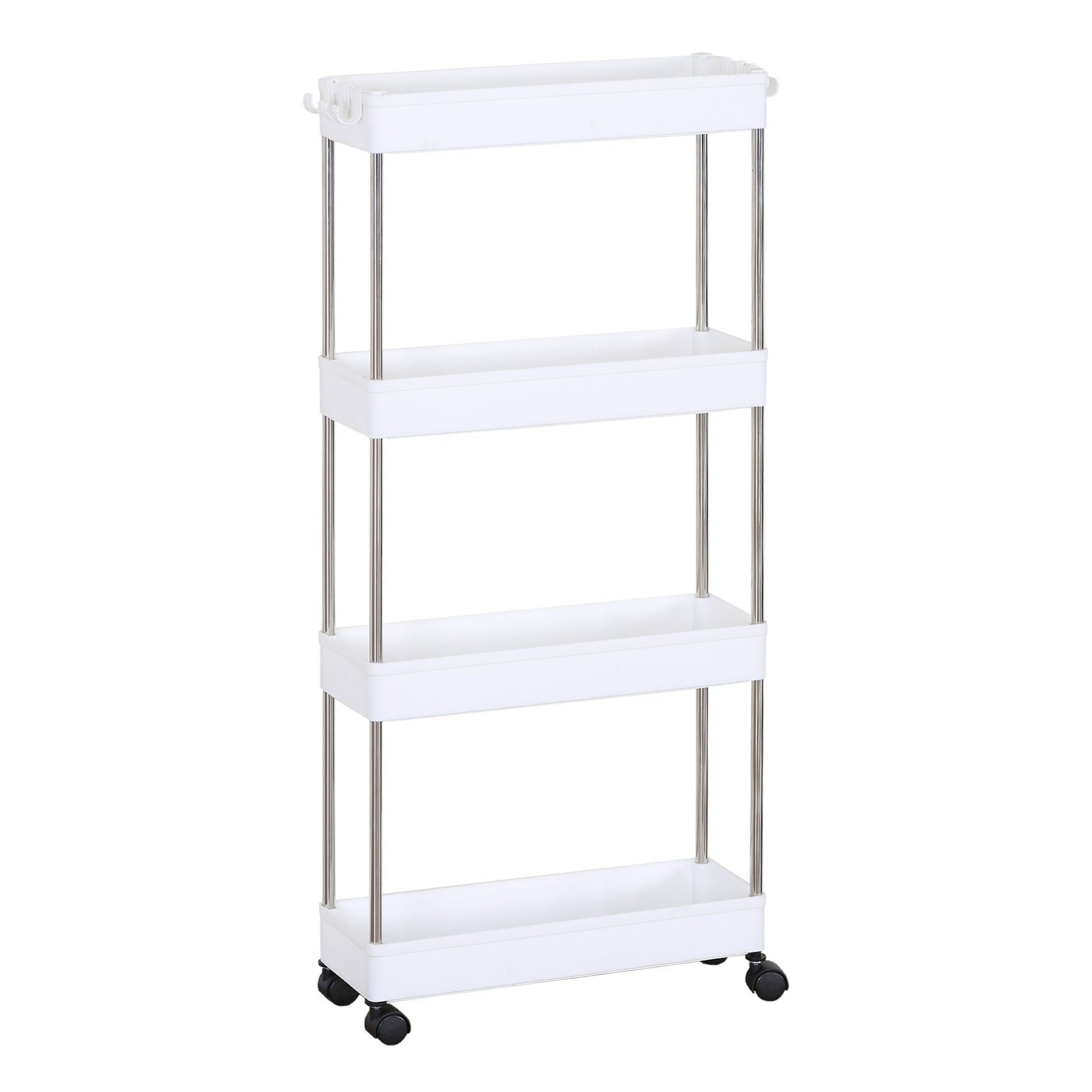 Rebecca Mobili Wózek Kuchenny z Kółkami 4 Półki Łazienka Plastik Biały