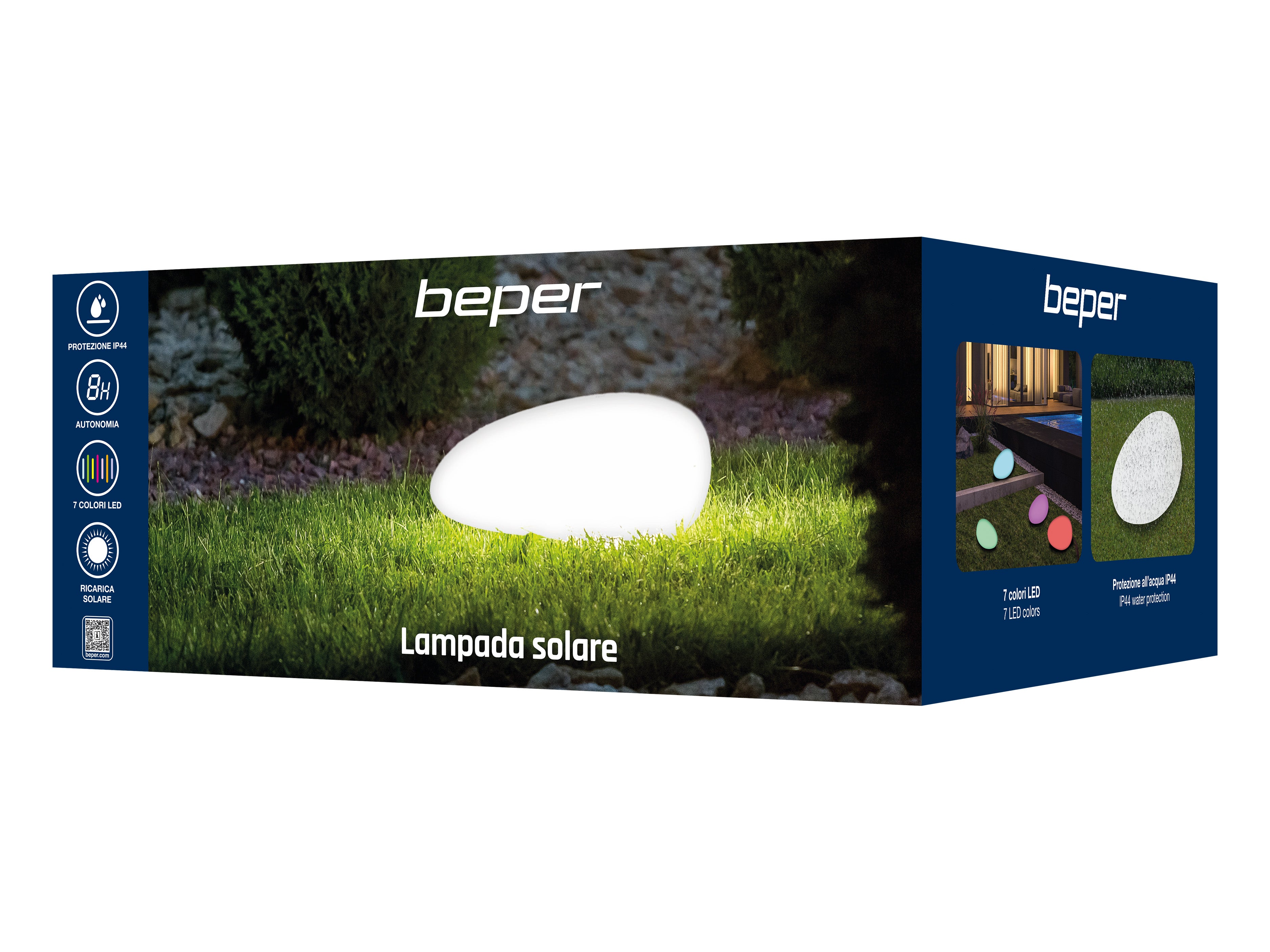 BEPER P207ILO241 Lampada solare da giardino a LED RGB – Luce esterno automatica IP44, ricarica solare, autonomia 8 ore, con picchetto per fissaggio. - 8