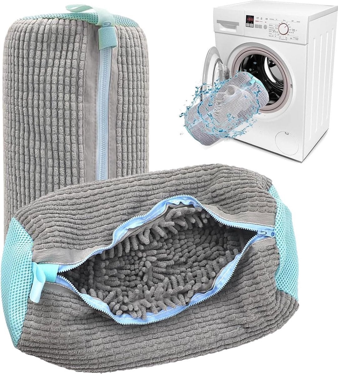 Lot De 2 Sacs De Lavage Chaussures Machine - Protège-Baskets Réutilisables Indéchirables Gris