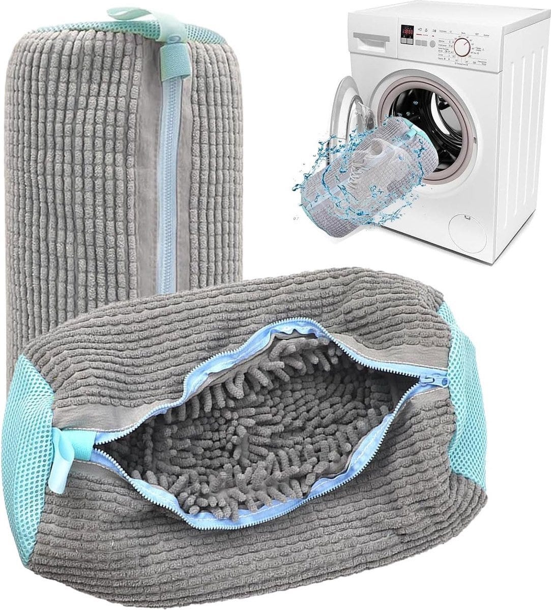 Lot De 2 Sacs De Lavage Chaussures Machine - Protège-Baskets Réutilisables Indéchirables Gris