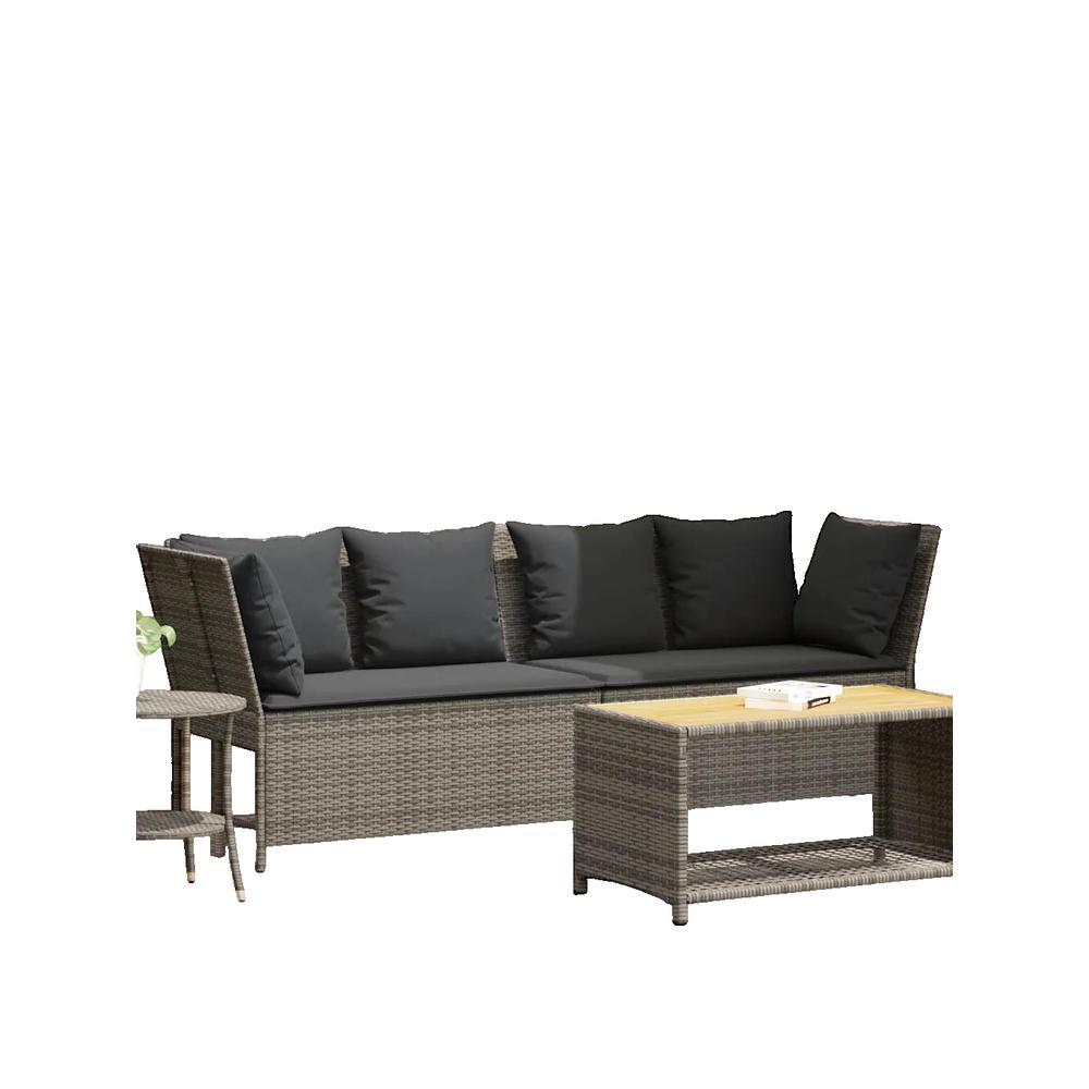 Sofa ogrodowy vidaXL z rattanu syntetycznego Szary z zdejmowanymi poduszkami