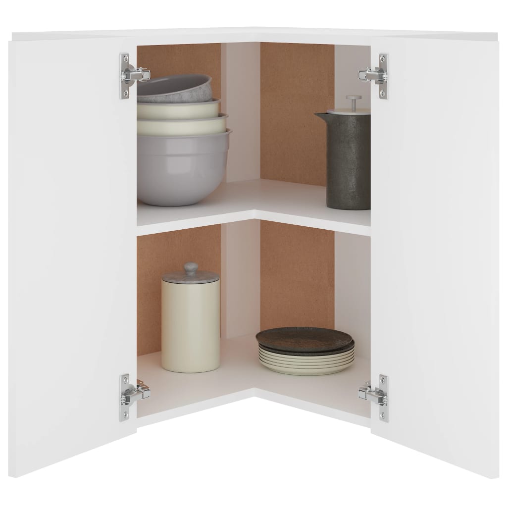 Meuble d'angle suspendu Blanc 57 x 57 x 60 cm Bois d'ingénierie - 4