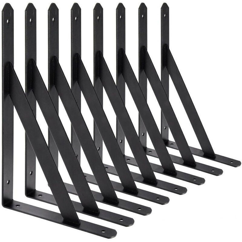 Wsporniki do półek ściennych – 8 stalowych wsporników trójkątnych 90 stopni, 250 mm x 160 mm, wsporniki półek – wspornik narożny (czarny)