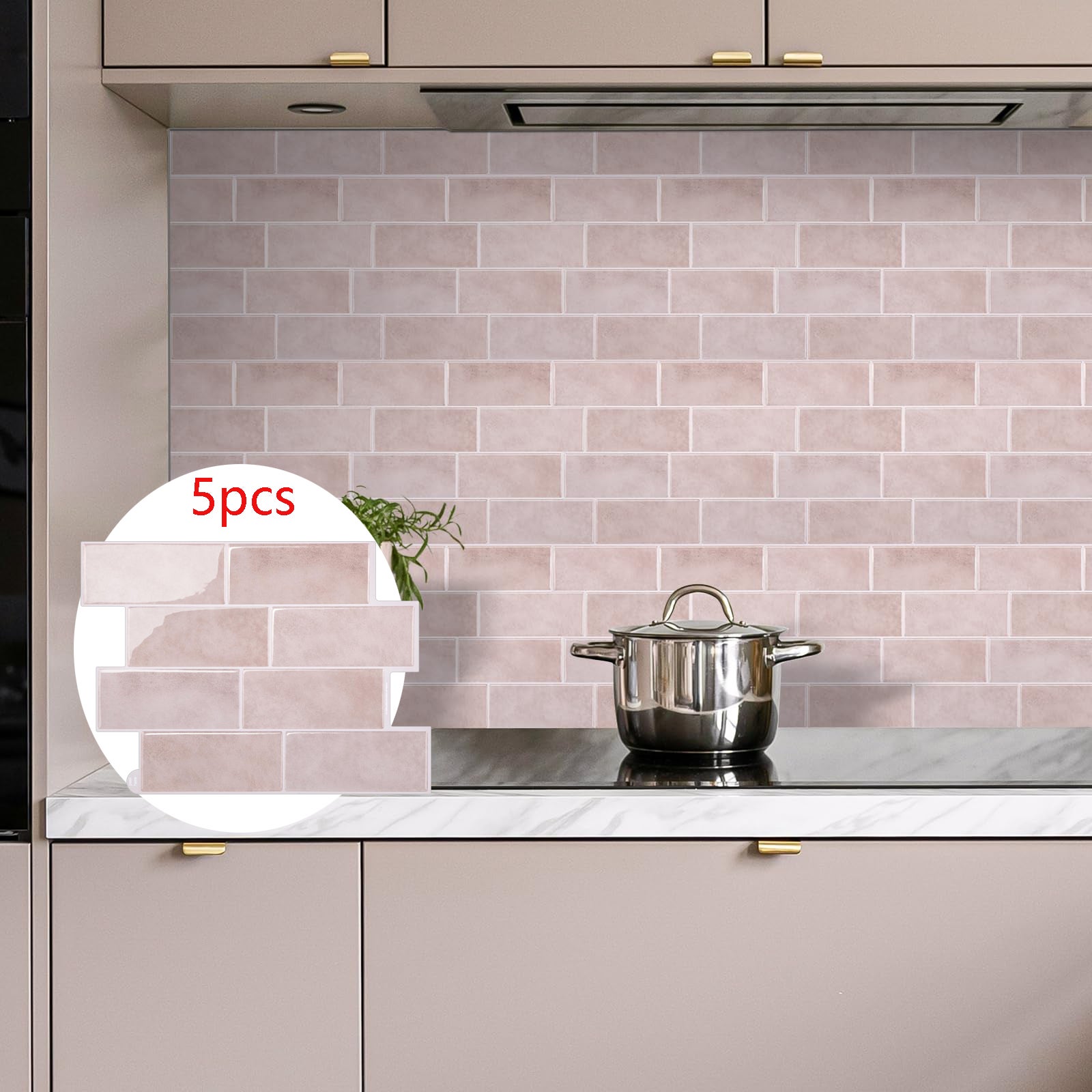 Crédence De Cuisine 3D Losange Rose - 5 Panneaux Autocollants Imperméables à Motif Diamant Design Moderne Pour Salle De Bain 98872627