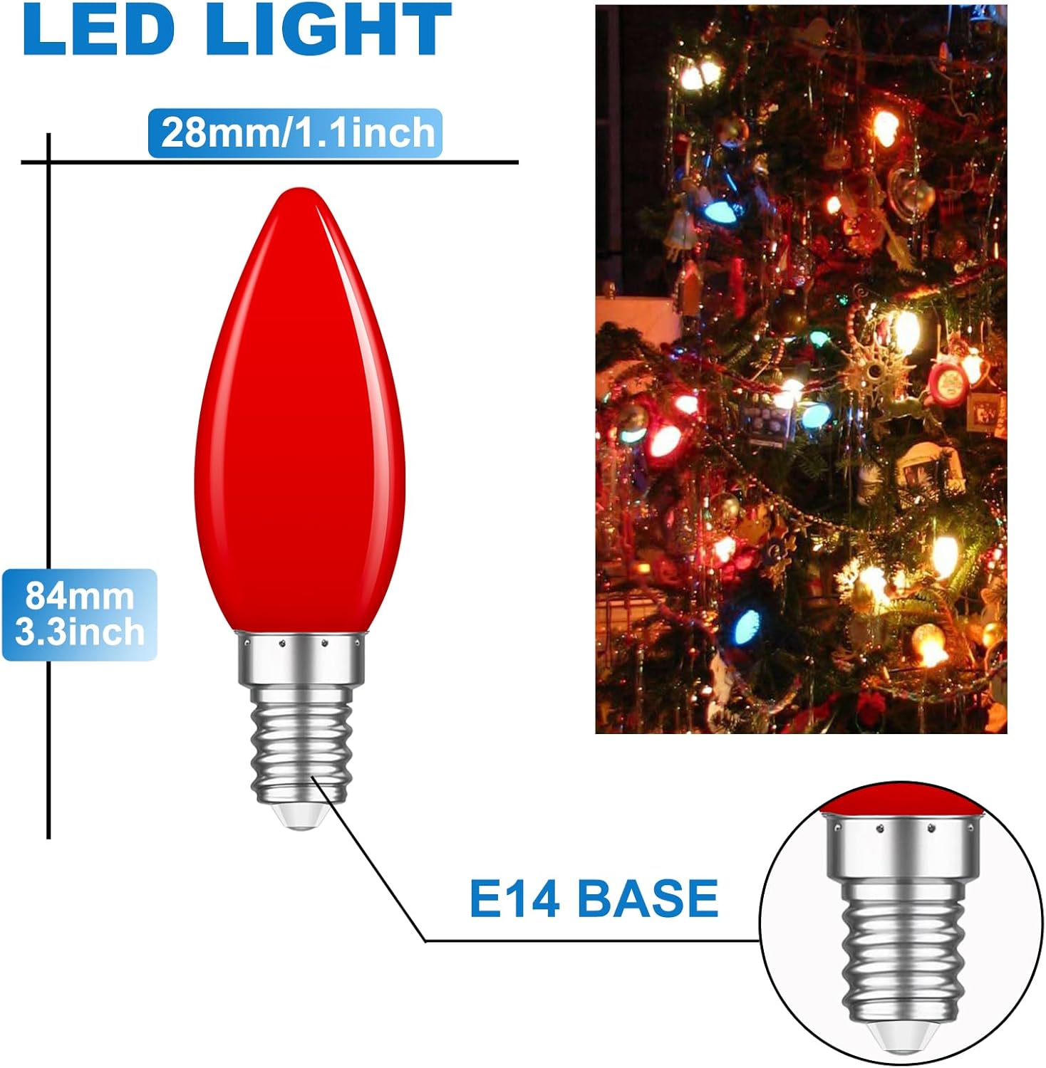 Lot de 10 Couleur E14 1W,Ampoule Couleur E14 Ampoule LED, E14 LED Couleur pour Guirlandes Lumineuses,Fête,Décoration de Noël - 2