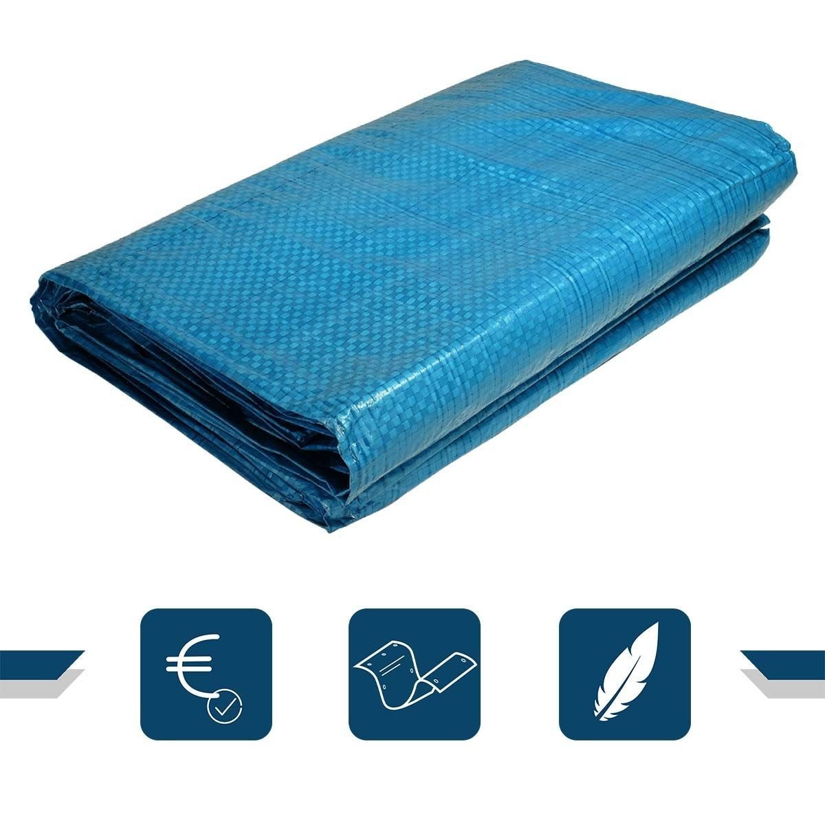 Telo Impermeabile 5x8 M - TECPLAST - SR150MU - Blu E Verde - Alta Qualità - Telo Protettivo Per Esterno - Telone Occhiellato - 7