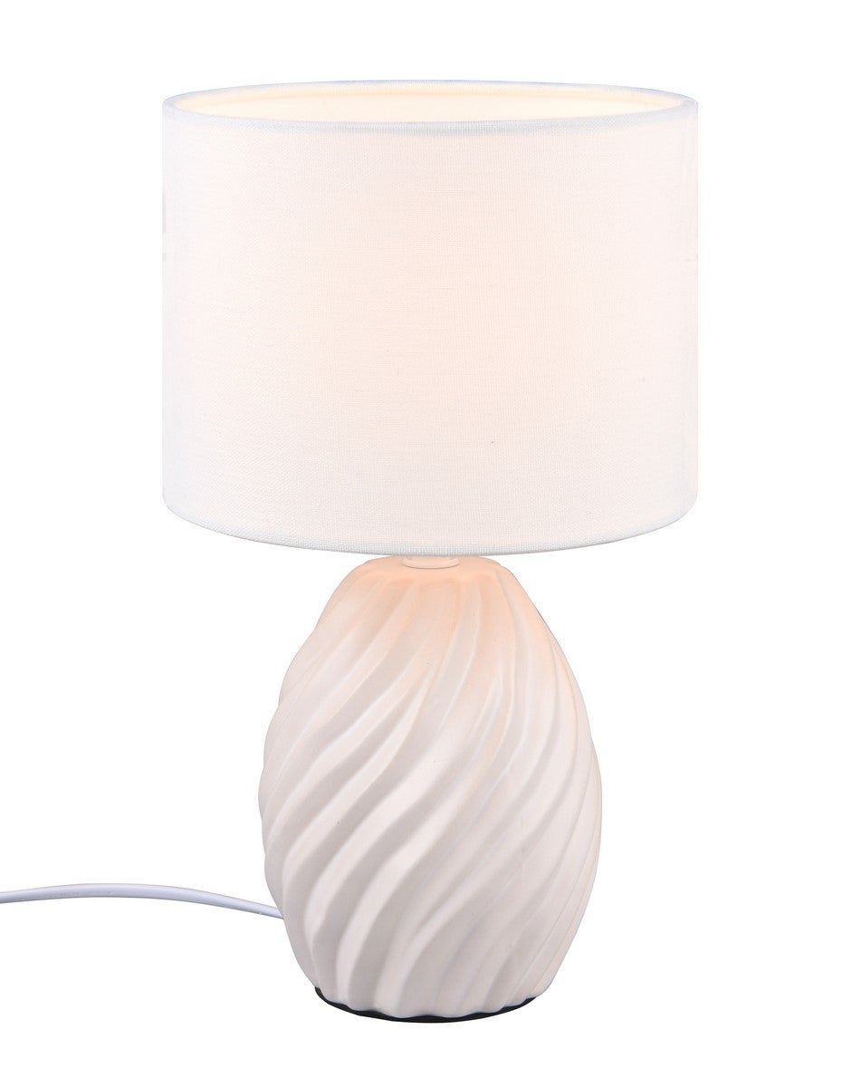 Lampa stołowa dekoracyjna ceramiczna z abażurem biała do salonu przedpokoju 1xE14 40W MELVA RL