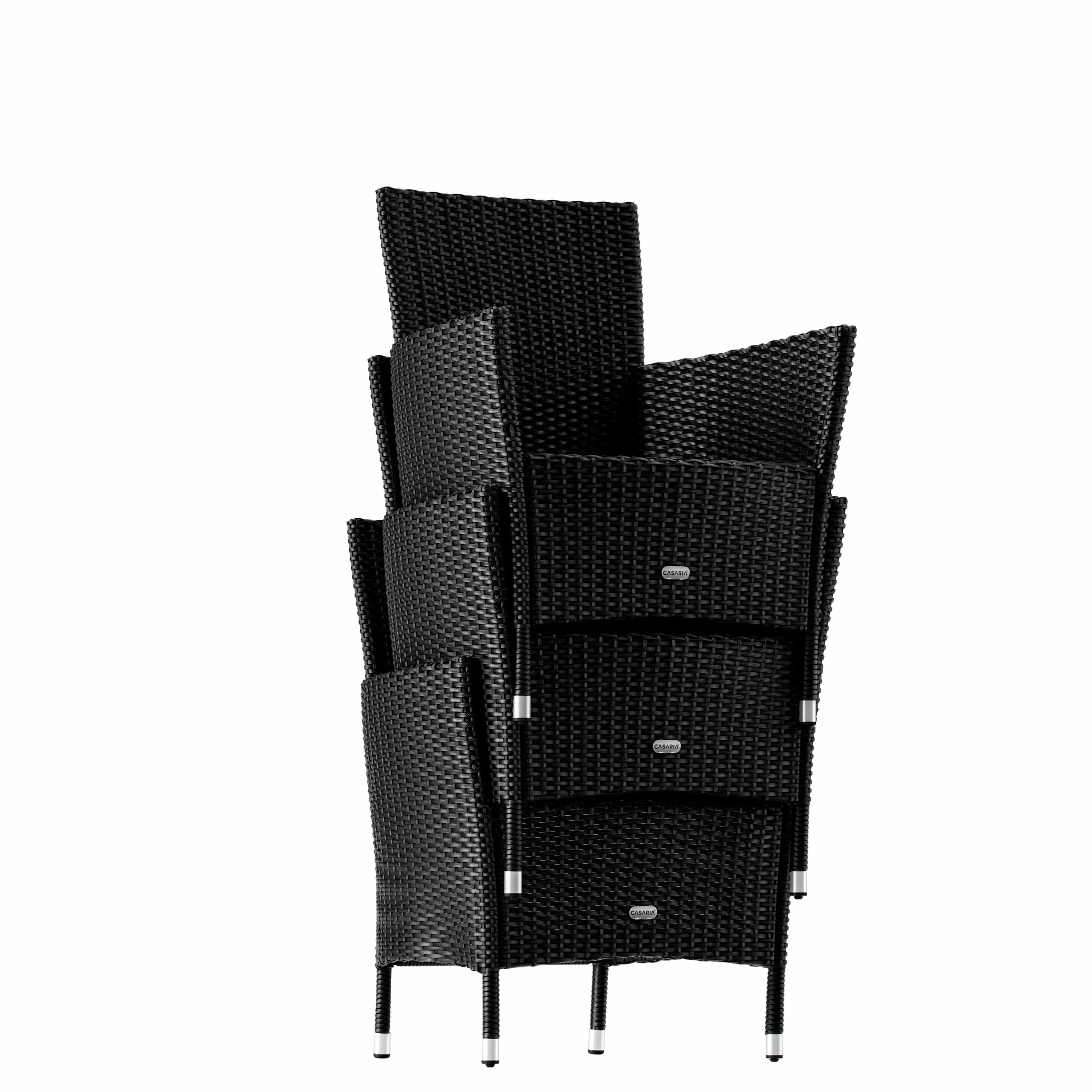 Salon de jardin en polyrotin noir crème Ensemble de jardin 6 personnes Ensemble table et chaises avec coussins - 7