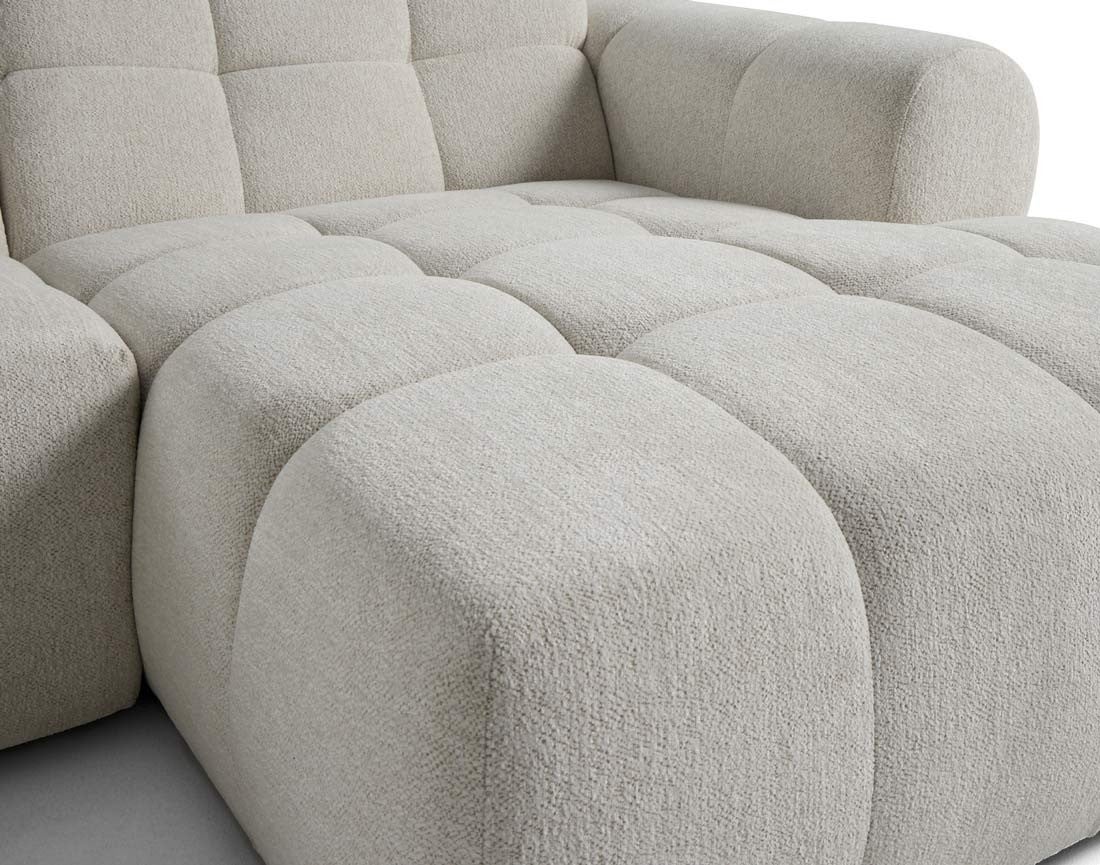 Canapé d'angle 4 places en tissu texturé beige - RAY - Best Mobilier - 7