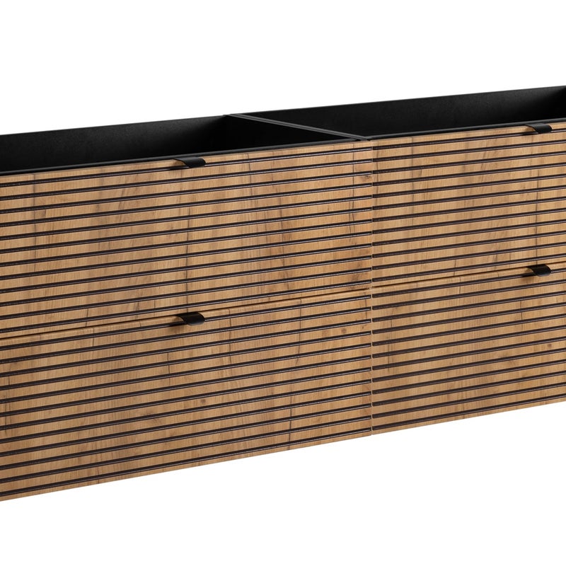 Szafka łazienkowa AURA 160 cm czarna dąb craft złoty frezowane fronty