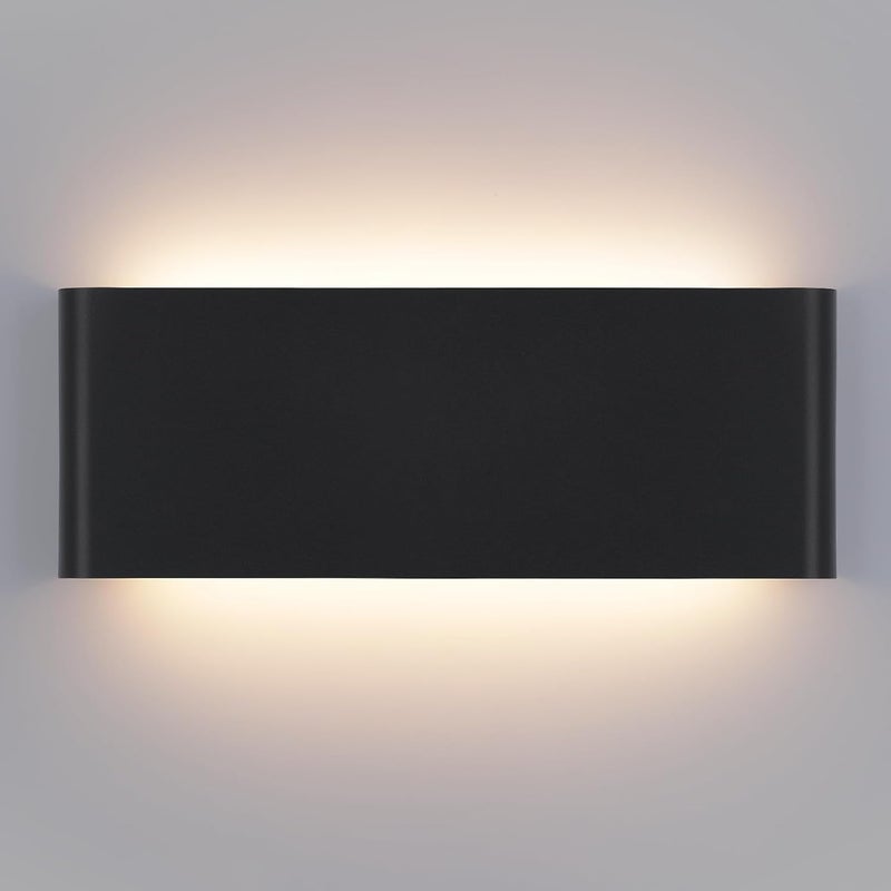 Kinkiet wewnętrzny LED o szerokości 24 cm, 14 W, czarny, odpowiedni do sypialni, klatek schodowych, korytarzy, hoteli, ciepłe białe światło.