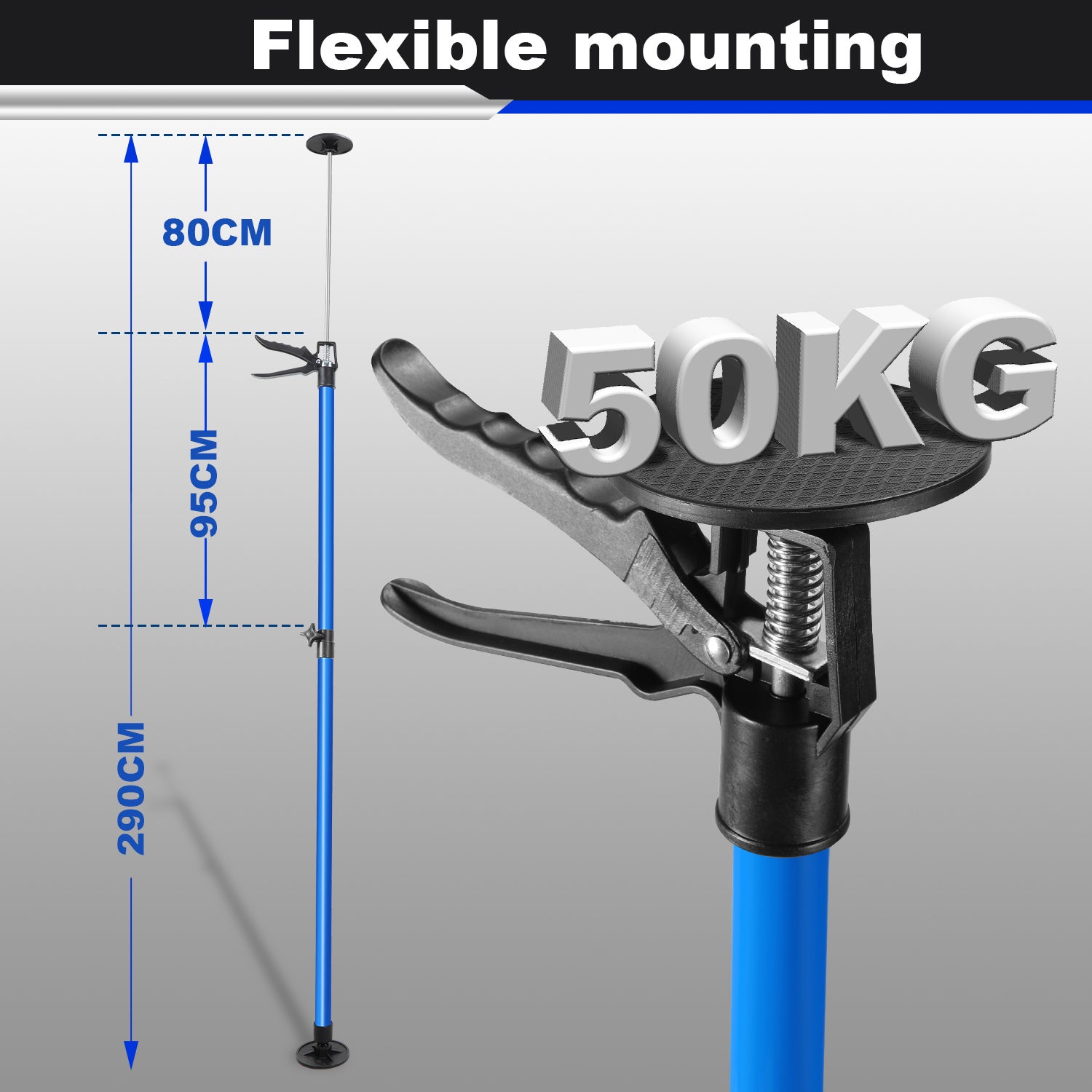 2 étais de soutien télescopiques, hauteur ajustable 115 à 290 cm, charge max 50 kg, cadre de porte écarteur - 2